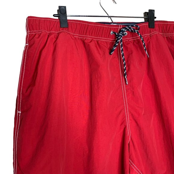 Nautica Swim Trunks Shorts Mesh Lined Elastic Tie Waistband Pockets Red Blue XL - Picture 2 of 7